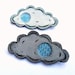 Peek-a-boo Cloud Brooch - Rain Cloud Pin or Blue Bird Cloud PIn - Grey, Blue and Black