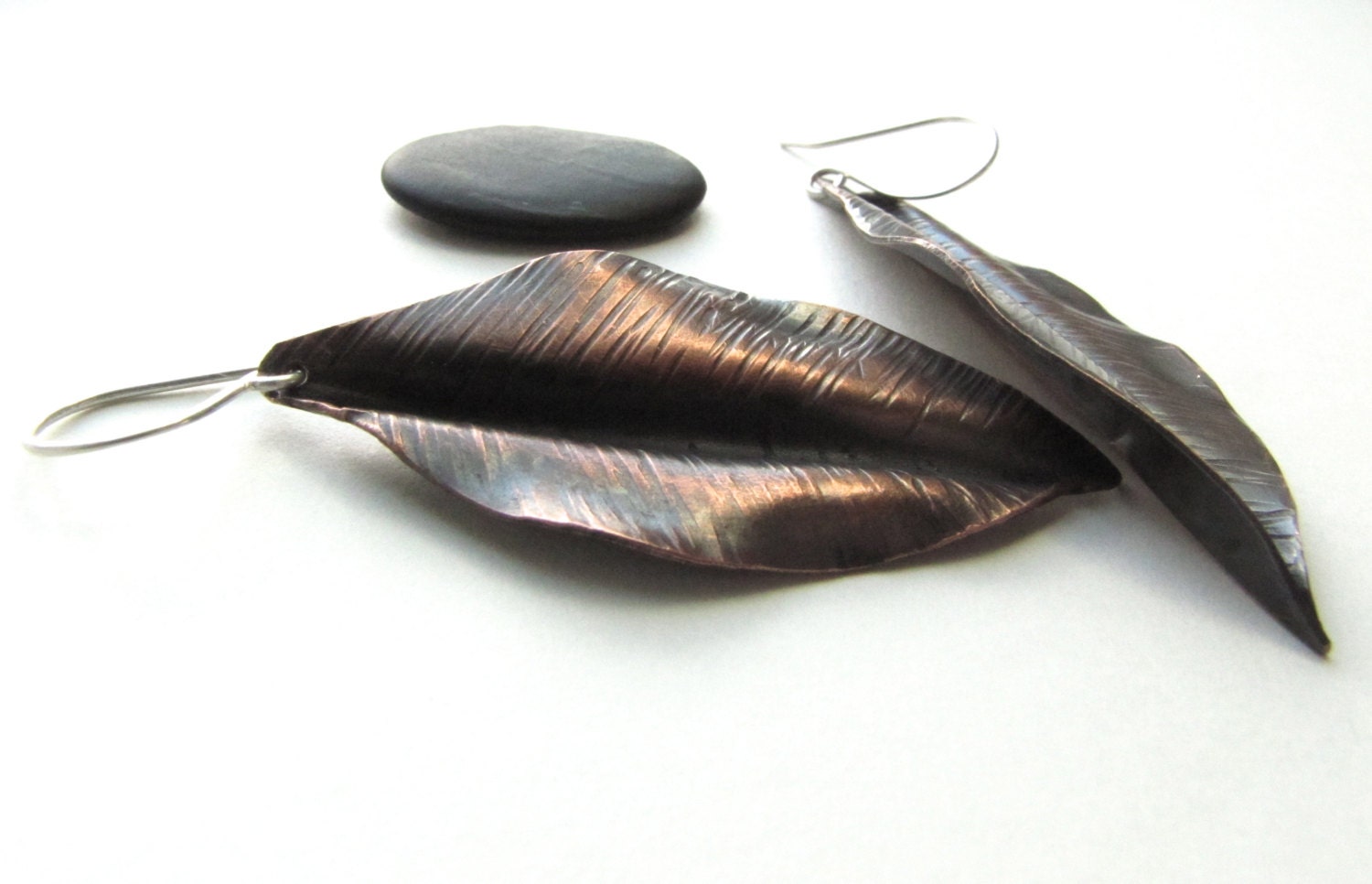 Two Leaves copper fold formed earrings