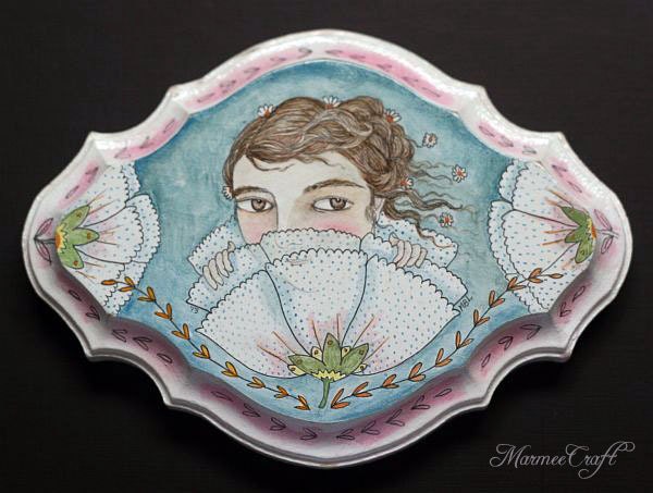 Original blue faerie girl Watercolour Painting, Hiding Away