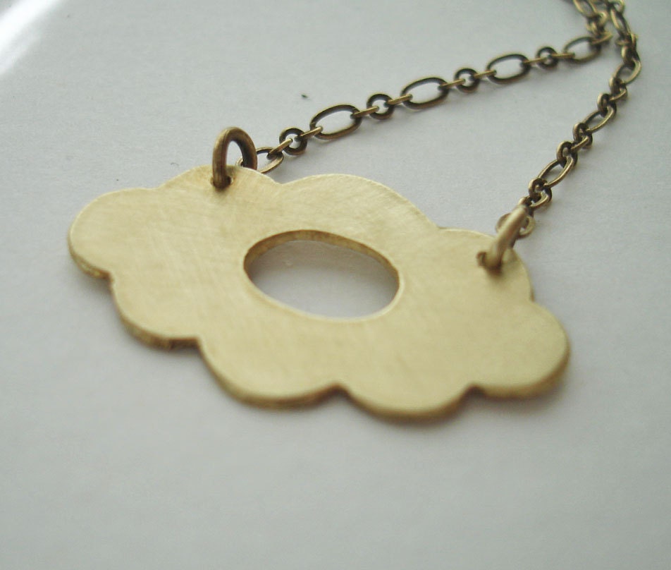 Sweet Scalloped Brass Charm Necklace FREE SHIPPING feminine modern everyday boho bridal