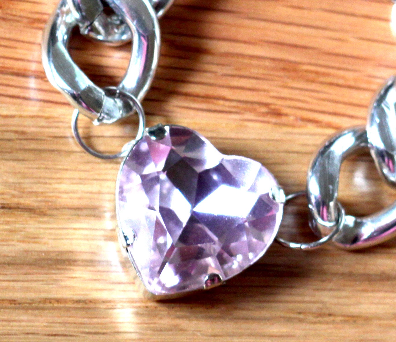 Crystal Heart Charm Bracelet - Light Rose Pink Swarovski w/ Your Choice Of Gold Or Silver Chain