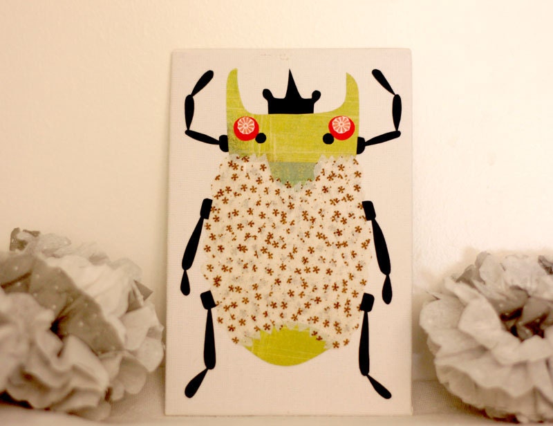 Insect -01 Original paper collage on Canvas