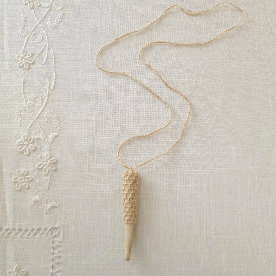 Antler Necklace No. 5 - Crocheted Necklace - Cream