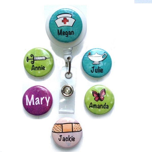 Custom Nurse ID Badge Reel or ID Lanyard - Personalized Interchangeable Nuse Badge Holder with 6 Magnet Covers, Nursing Student, Nurse Gift