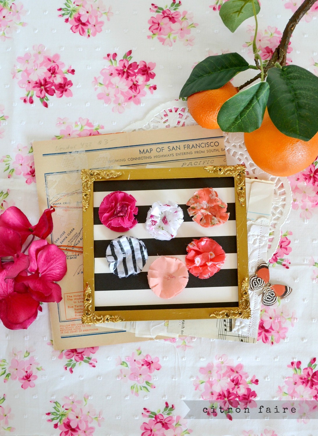 California,  handmade flowers, set of 6