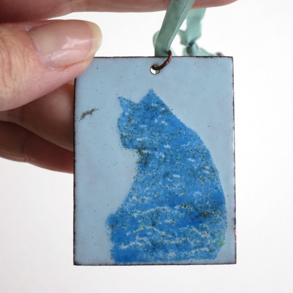 Ornament - Enamel on Copper Water Loving Kitty
