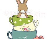 Friends For Tea Bunny Party Invitations personalised