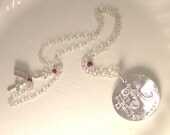 Christian Necklace  - Custom Fine Silver Medallion, Monogram, Bible Verse, Birthstones - LIFE