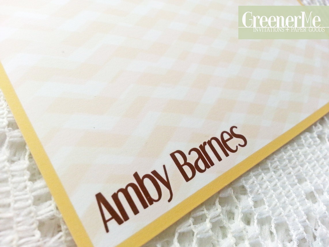 Double Chevron Custom Stationery and Envelope - Set of 10