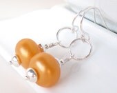 Sun kissed orange Lampwork earrings in sterling silver
