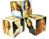 Vintage Pin Up Girl Sexy Home Decor Naughty Office Decor Retro Pinup Art Blocks