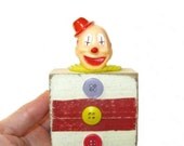 Mixed Media Assemblage Art Doll Clown Art Block Big Top Circus Decoration Kitsch Decor