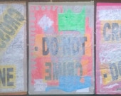 Mixed media Original Collage - Cross Scene - Do not crime - Cross do not -  original upcycled collage triptych