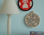 wall art -- poodle and flowers -- orange grey black