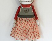 Raggedy Skeleton Day of the Dead Rag Doll Original Folk Art Skull One of a Kind OOAK