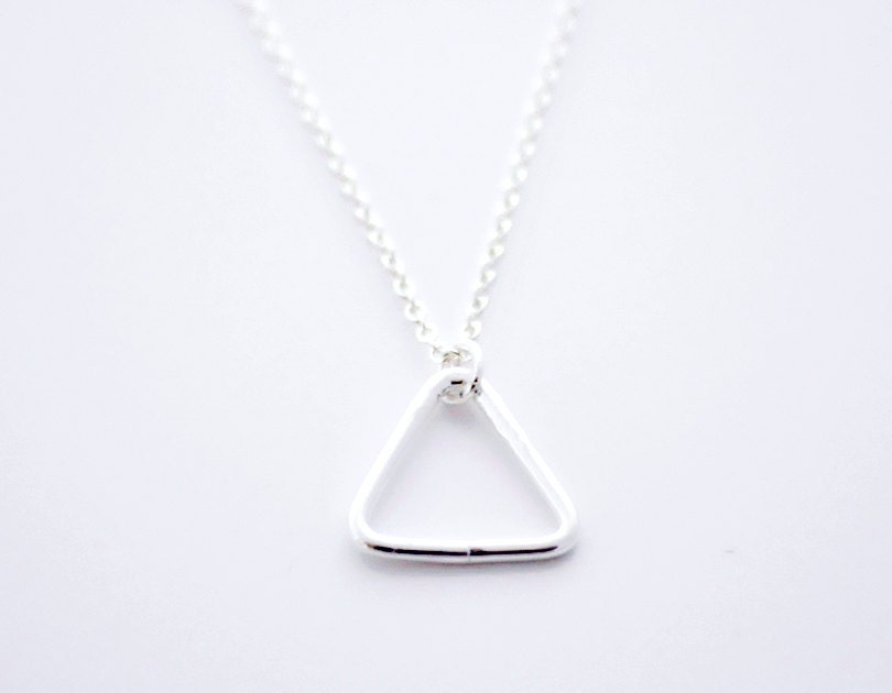 Triad silver - sterling open triangle necklace - modern minimal jewelry