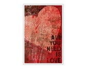 Beatles Lyric Typography Art Poster - All You Need Is Love---11 X 17 print