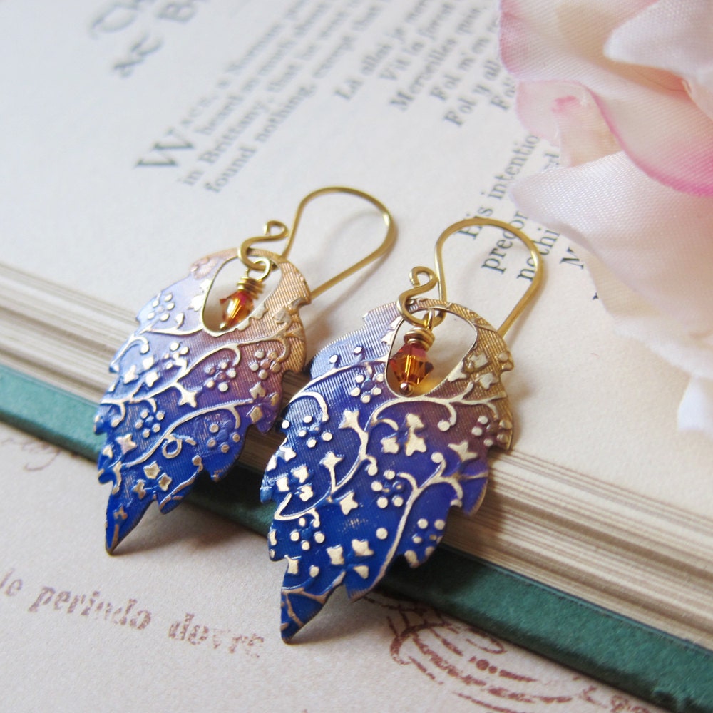 Hand-Painted Earrings in Twilight Purple