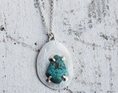 Sterling Silver and Vintage New Mexican Turquoise Necklace     Dew Droplet Necklace