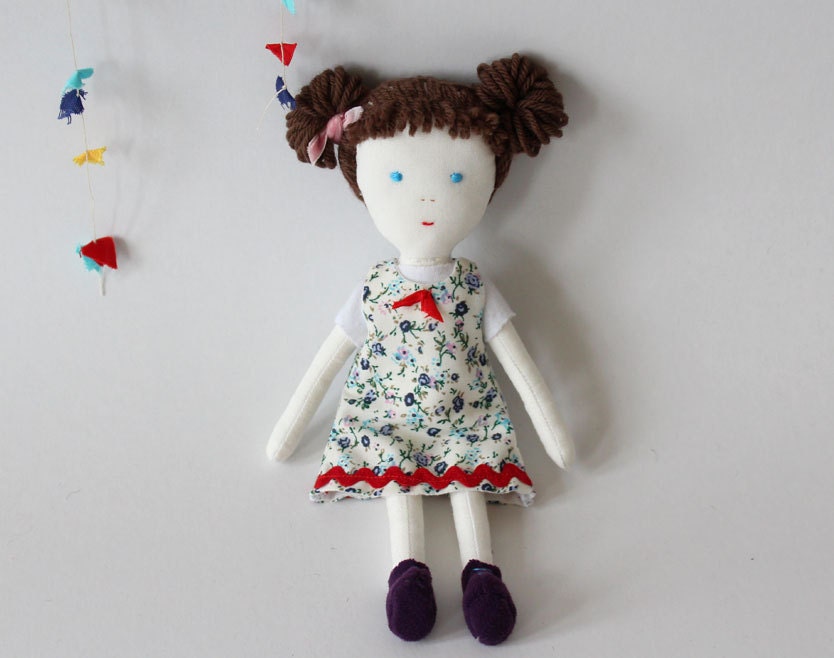 fabric doll - character doll - springtime happy little girl