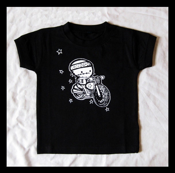 Baby Zombie Motorbike Biker Zombie black t-shirt Alternative Punk Rock Goth