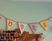 Personalized Bunting, Custom Flag Banner, Garland, Fabric Flag Decoration. 8 Flags, up to 6 letters, with an option for more.