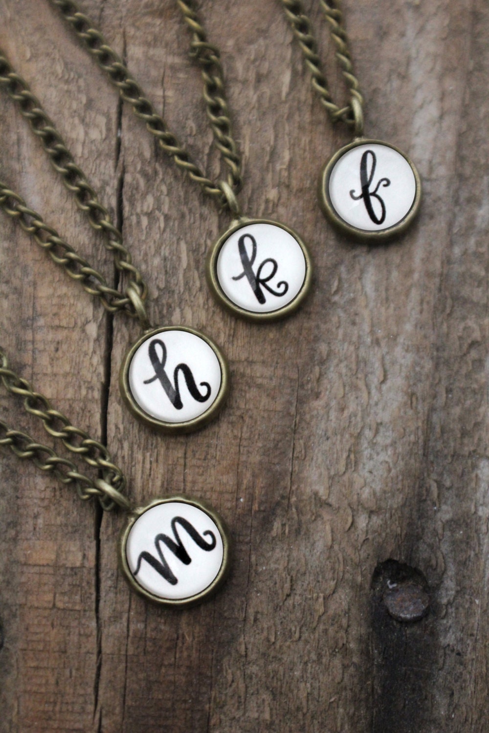 4 Unique Bridesmaid Necklaces - Initial Letter Ampersand Pendants - Calligraphy Jewelry by Jerseymaids & EmDashPaperCo - Gift for Wedding