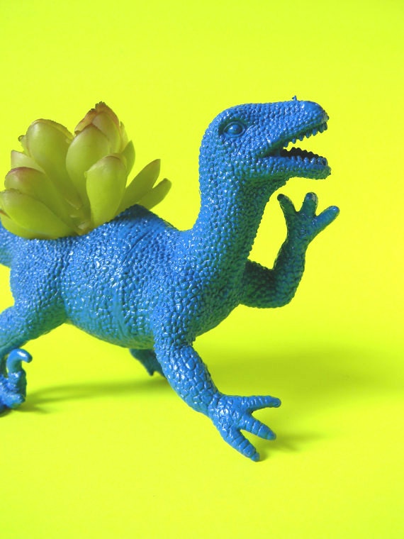 True Blue Dinosaur Planter Unique Home Decor Great Office Desk Decor