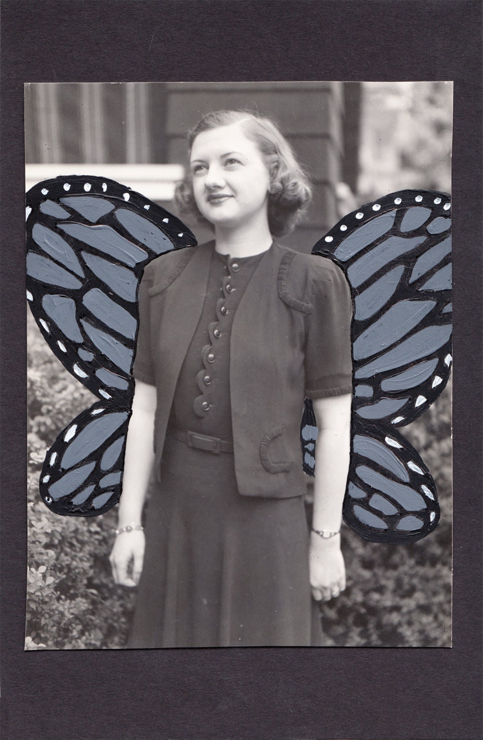 Altered Vintage Photograph- Butterfly