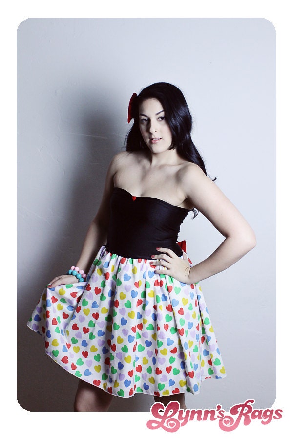 Diy RAINBOW HEARTS Baby Doll Dress Handmade BOW