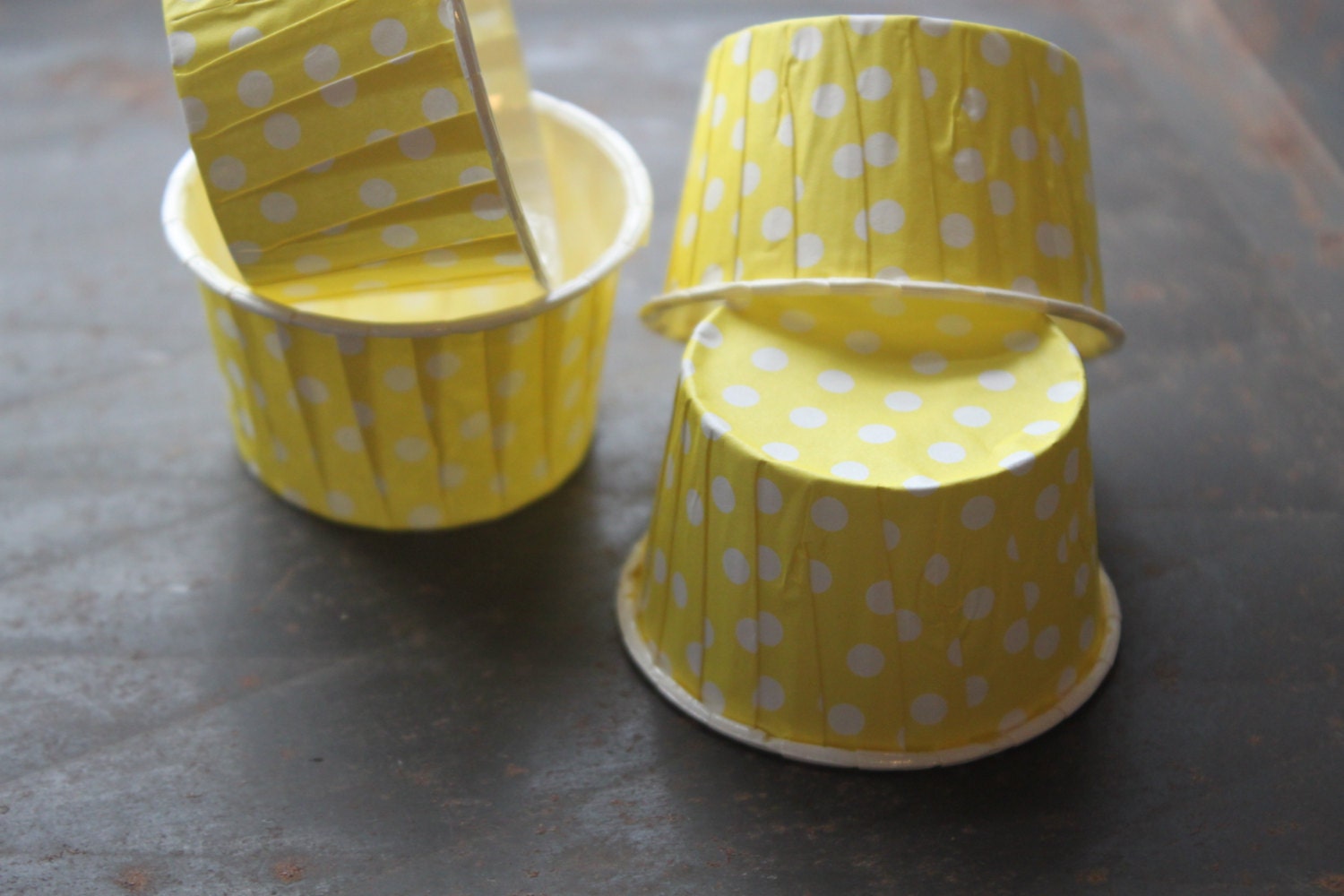 Yellow w/ White Dots Paper Nut -- Candy Dessert Cups -- Set of 12 Il_570xn