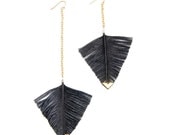 Statement Feather Earrings - Geometric Jewelry - Feather Earrings - Minimalist Earrings - Modern Cut