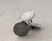 Fingerprint Cufflinks in Fine and Sterling Silver - Mens Gift - Made to Order Personalized