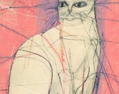 Winter Cat with Pink (original drawing, 2013)