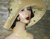 One of a Kind Gatsby Garden Hat with RIbbon Flowers