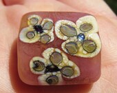Handmade Lampwork Glass Bead focal rose pink floral carnelian sis