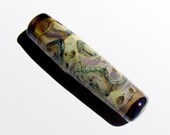 Lampwork Glass Focal Tube Bead pink lavender fine silver leaf pastel