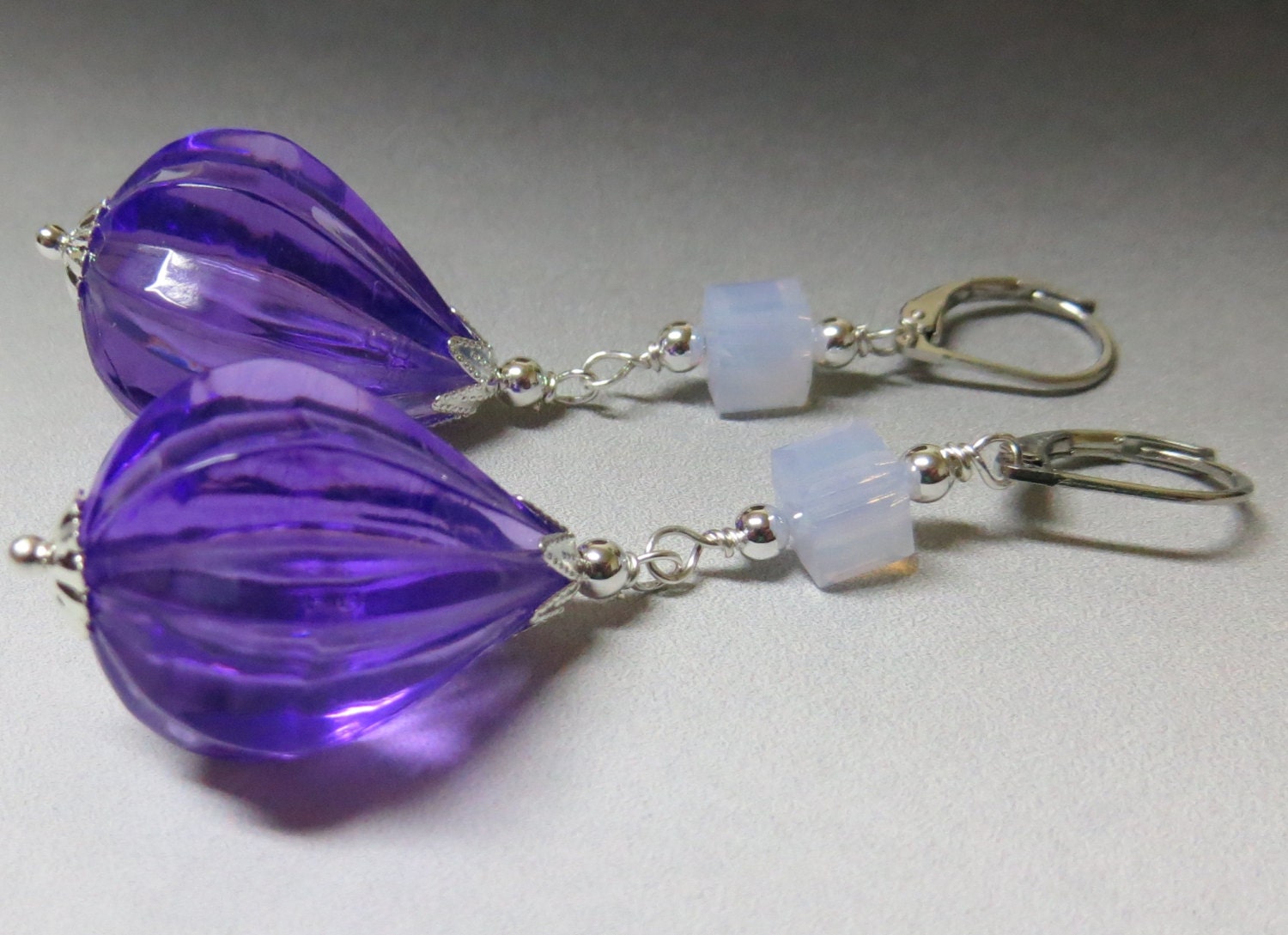 Purple Teardrop Swarovski Crystal Earrings // Silver Earrings