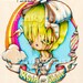 11x14-Rain or Shine-Wet Hair Portrait-Big Eye Neon Rainbow Girl-Pinkytoast Art Print