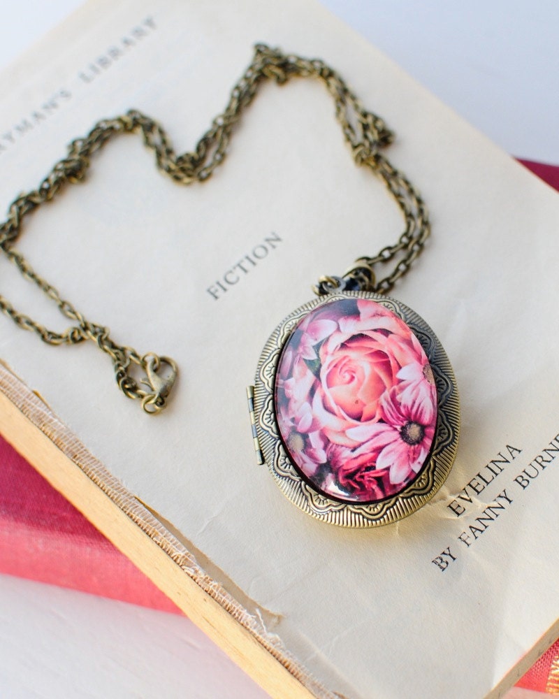 Rose Photo Art Brass Locket
