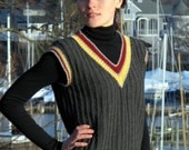Tunic Tennis Vest, twisted stitches replace traditional cables in this sweater vest. PDF knitting pattern
