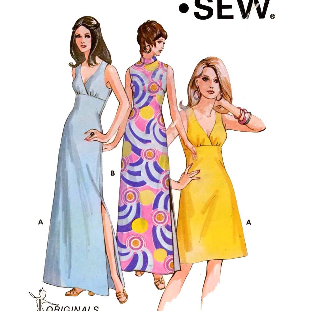 70s summer dress bridesmaid dress or gown vintage sewing pattern Kwik Sew 472 Sz 14 to 18