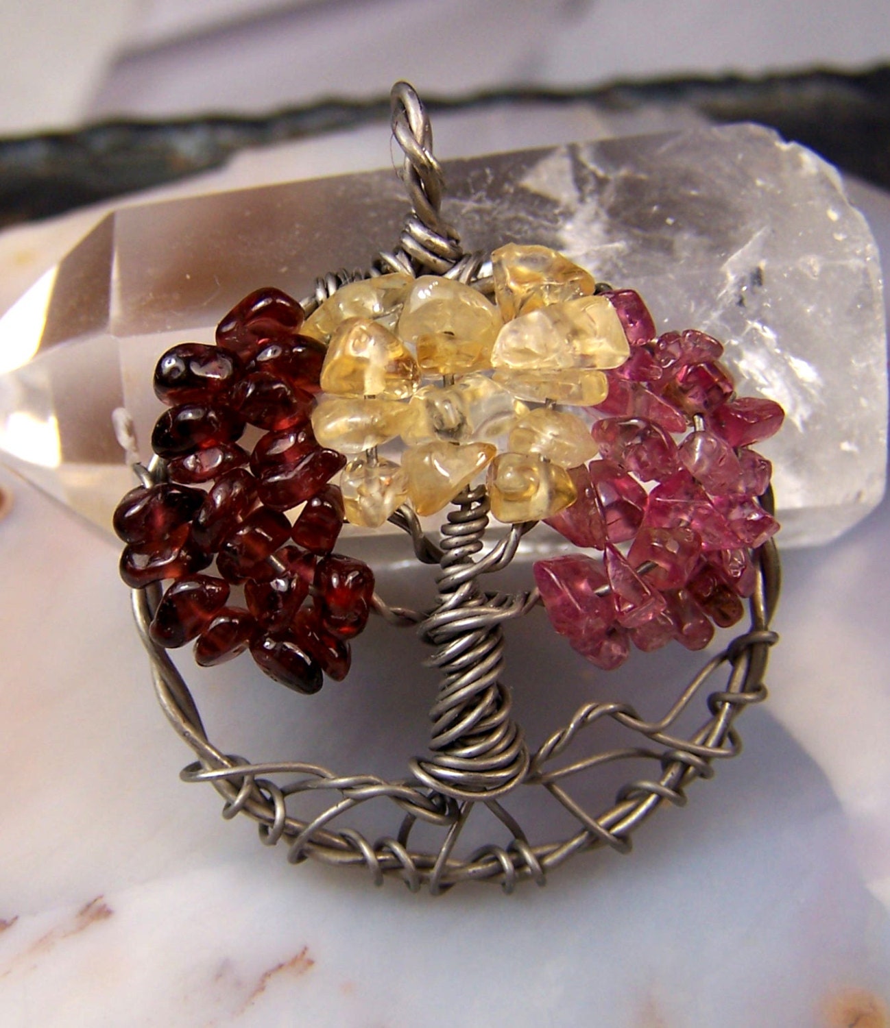 Titanium Family Tree Birthstone Necklace pendant Tree of Life Great Grandmother Mother in law hypoallergenic Personalized jewelry