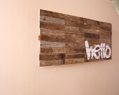 LARGE - Hello Sign - Modern Industrial Greeting Sign - Reclaimed Driftwood Artwork - industrial signage - typography