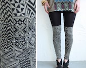 Bike Short Leggings - Geometric Jersey and Black Bamboo