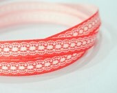 Lovely Lace 3/8 inch Red Grosgrain Ribbon 5 Yards