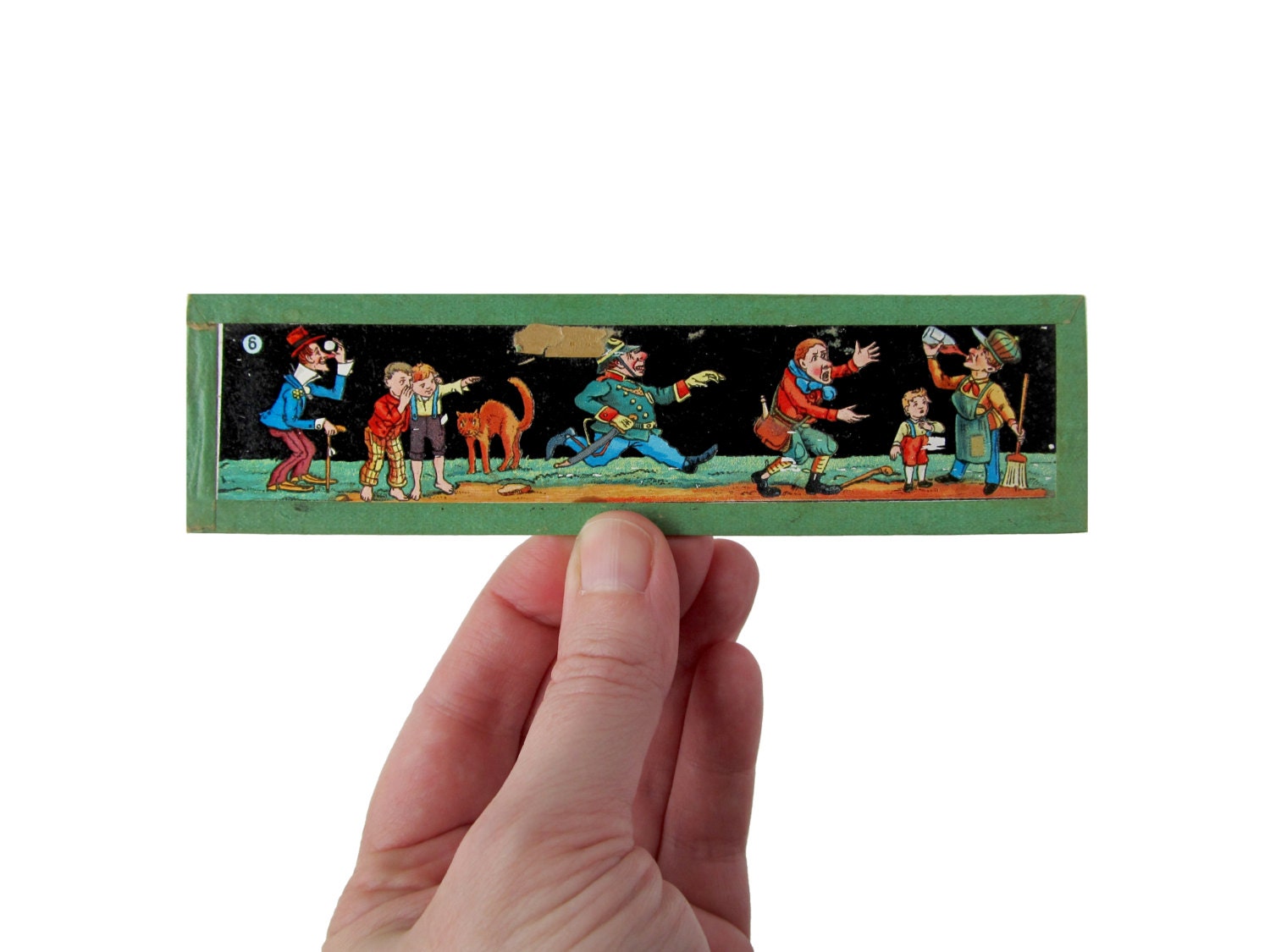 Antique STREET SCENE Glass Slide