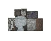 Vintage Printer Blocks - Assorted Set of 8 Print Blocks