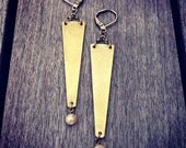 Herkimer Quartz and Brass Earrings