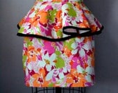 High Waist Hibiscus Flower Print Peplum Skirt